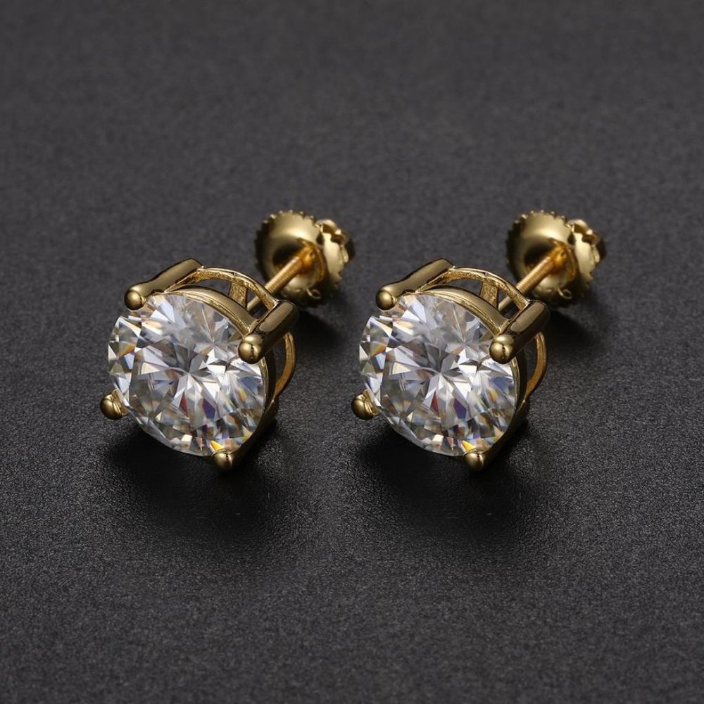 Certified 2ct. t.w. Moissanite Diamond Round Stud Earrings NEW - Picture 5 of 16
